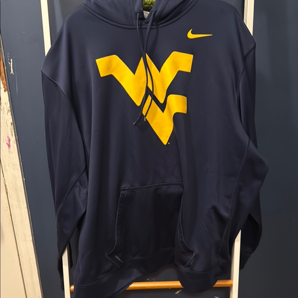 Nike Blue and Yellow Sweatshirt with Bold Logo